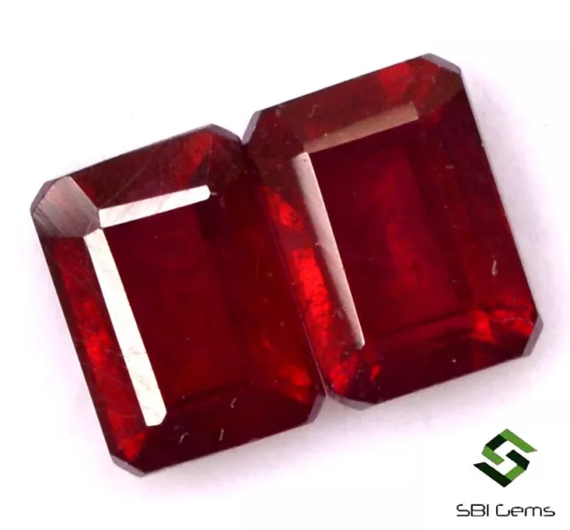 3.37 Cts Natural Ruby Octagon Cut Pair 7x5 mm Deep Red Shade Loose Gemstones GF