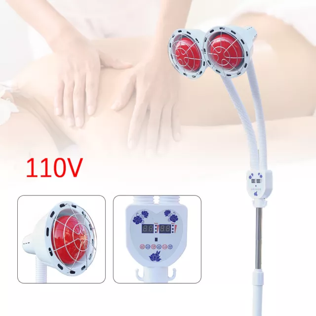 275W Lámpara de Terapia Infrarroja Lámpara de Luz Roja Radiador de Calor Ajustable con Ruedas