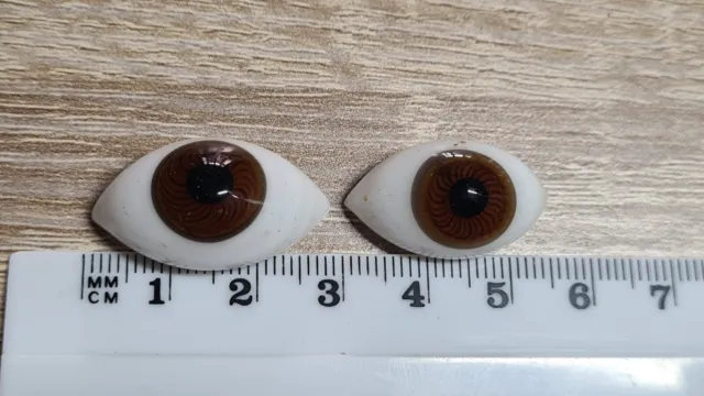 Yeux marrons de poupée anciens en verre (N2.7) - Antique Glass Doll Eyes