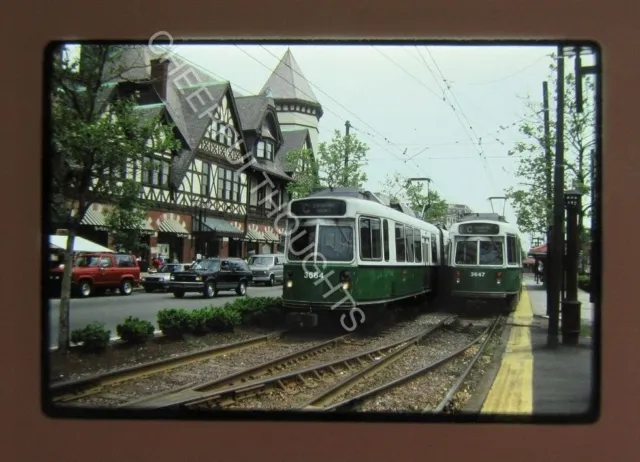 Original '90 Kodachrome Slide MBTA Boston Transit 3664 3647 Trolley Station 34W1