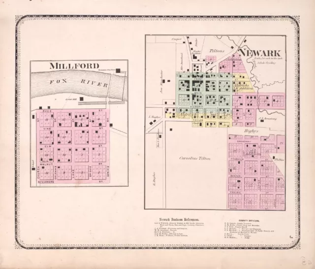 1870 Atlas KENDALL COUNTY ILLINOIS plat map old GENEALOGY history Land DVD P52