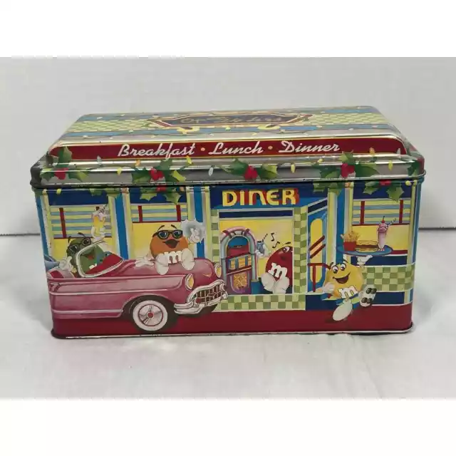 Vintage M&M's BoxCar Diner Christmas Village Series Limited Edition Tin Canister