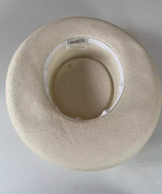 NORDSTROM VINTAGE HAT 100% Paper Woven Cream Women’s One Size Made In Italy 3