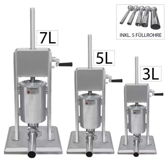 Wurstfüller Wurstpresse Profi Wurstfüllmaschine Edelstahl Wurstmaschine 3/5/7 L