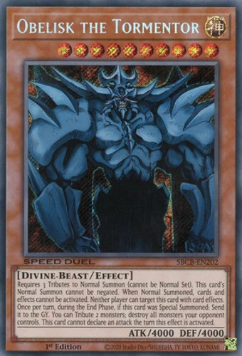 Yugioh! Obelisk the Tormentor - SBCB-EN202 - Secret Rare - 1st Edition Near Mint