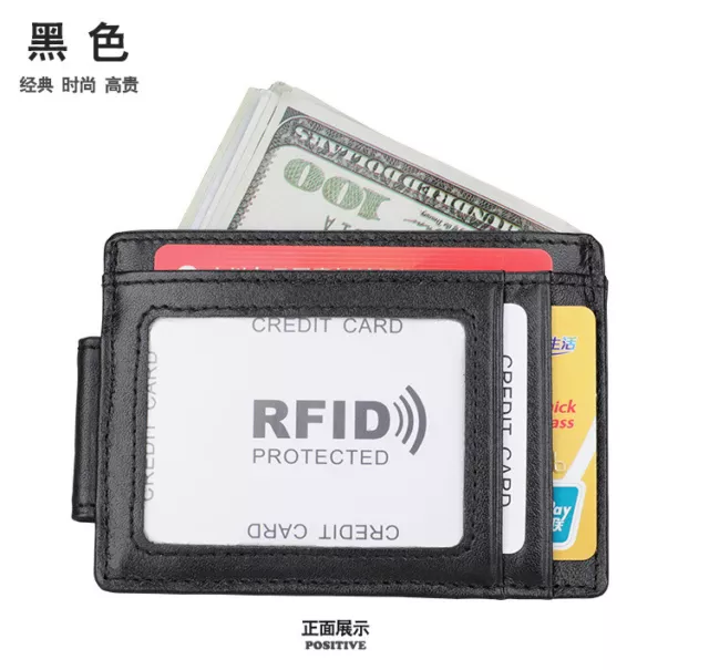 Mens Slim Money Clip Wallet Minimalist Front Pocket Credit Card Holder Case RFID