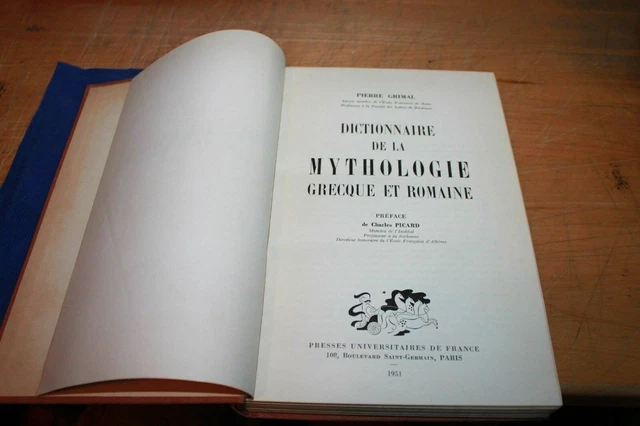 PIERRE GRIMAL DICTIONNAIRE DE MYTHOLOGIE GRECQUE ET ROMAINE Charles