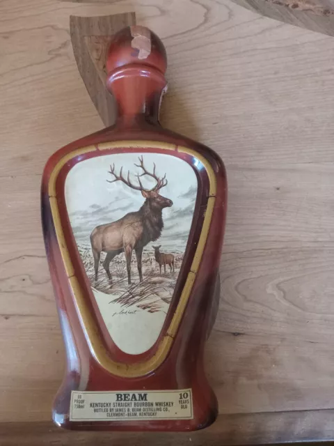 Vtg Jim Beam James Lockhart Elk Decanter Empty Liquor Bottle Bar Decor Man cave