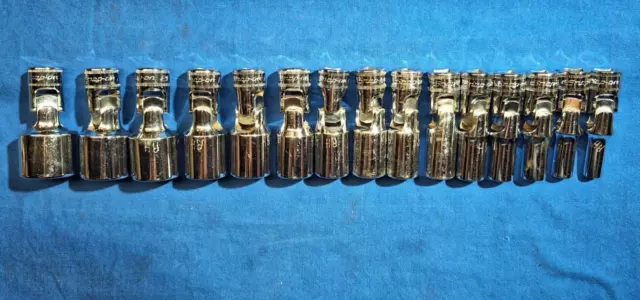 Snap-On 15 piece 3/8" drive DEEP Metric 6 point swivel socket set 24mm - 7mm