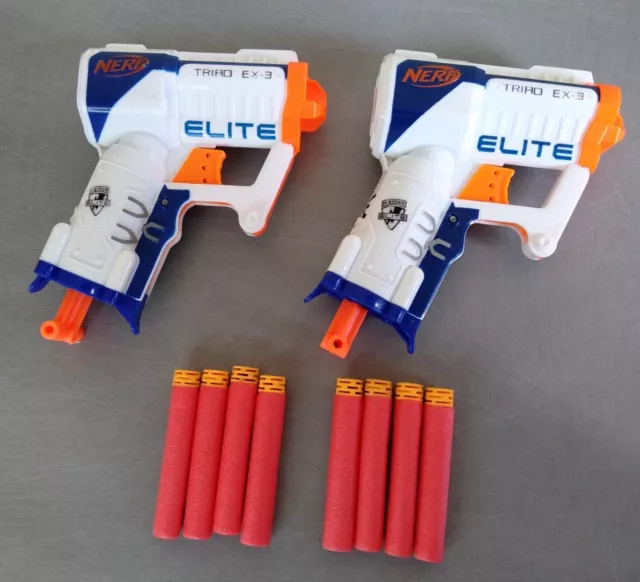 Lot de 2 Pistolets NERF Élite N-Strike TRIAD EX-3  + 8 Fléchettes -- TRIAO