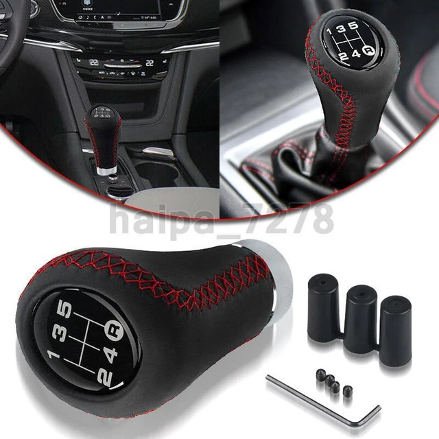 5 Speed Car Shift Knob Manual Gear Stick Shifter Lever Leather Aluminum Black