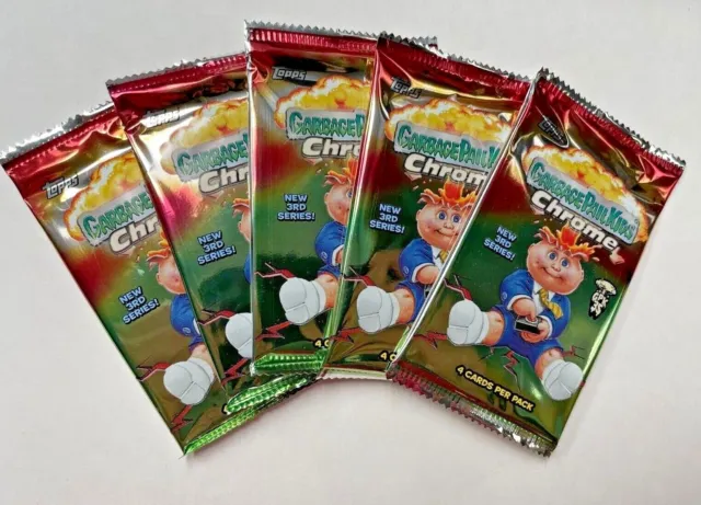 5 FOIL PACKS Topps 2020 GPK Garbage Pail Kids CHROME Series 3 Trading Card Set