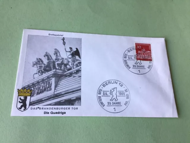 Germany Berlin Brandenburg Gate 1966 stamps cover  Ref 52242