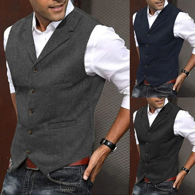 Gilet Sans Manches Homme – Coupe Droite, Col V, Style Décontracté élégant, Pour Mariage Ou Quotidien