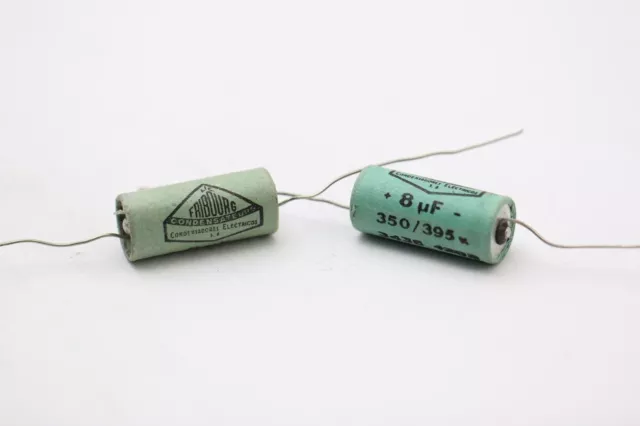 ELECTROLYTIC CAPACITOR FRIBOURG 8uF 350V NOS (NEW OLD STOCK) 2PC EST1U108F240320