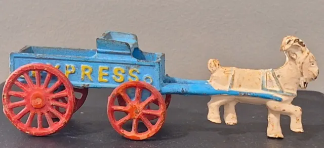 1960's Toy Express Iron Cart Reproduction Hubley Cast Iron Wagon With Goat Ram