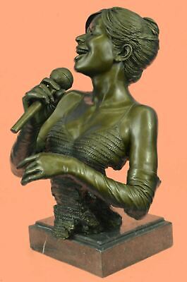 Art Deco/Nouveau Black African Woman Female Singer Bronze Sculpture Home Figure
