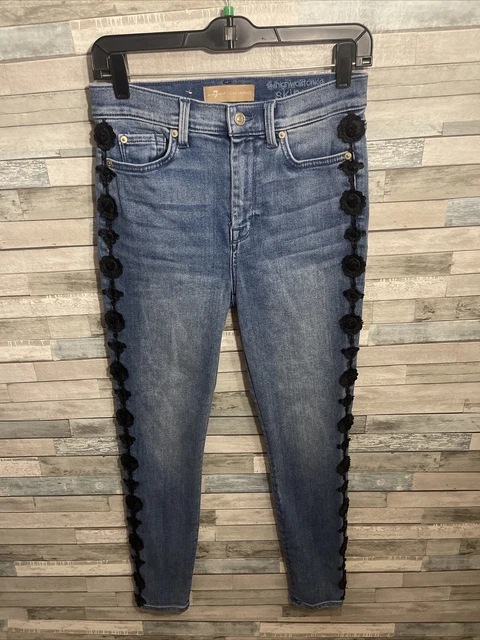 NEW WOMENS 7 For All Mankind High Waist Ankle Skinny Jeans 27 Pink 