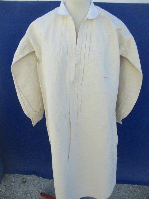 Chemise Ancienne N°245 En Lin/chanvre - Unisexe - Style Nuit Ou Robe - Occasion Bon état