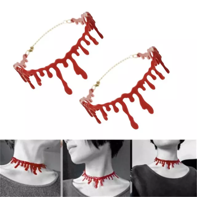 Abito da festa rock horror Halloween rosso goccia di sangue collana punk choker deathrock