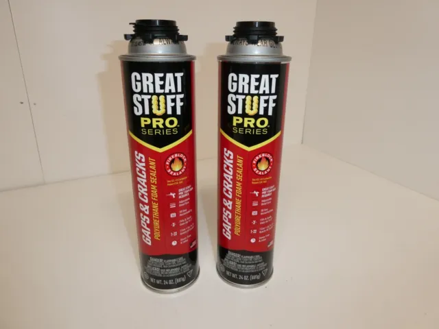 Lot Of 2 GREAT STUFF Pro Series Gaps & Cracks Foam Sealant - 341557 (24oz)