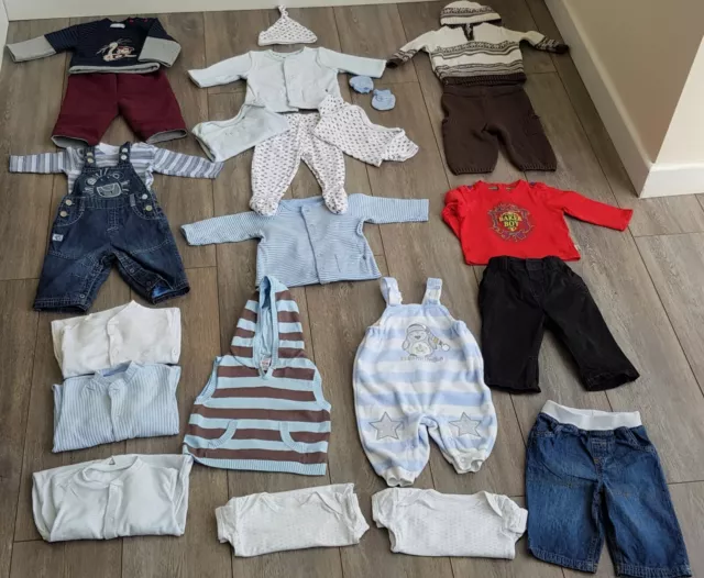 BABY BOY CLOTHES BUNDLE AGE 3-6M - Outfits Vests Trousers Sleepsuits - 25 Items