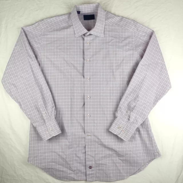 David Donahue 17 | 34/35 100% Cotton Button Up Shirt Dress Red Blue White Plaid