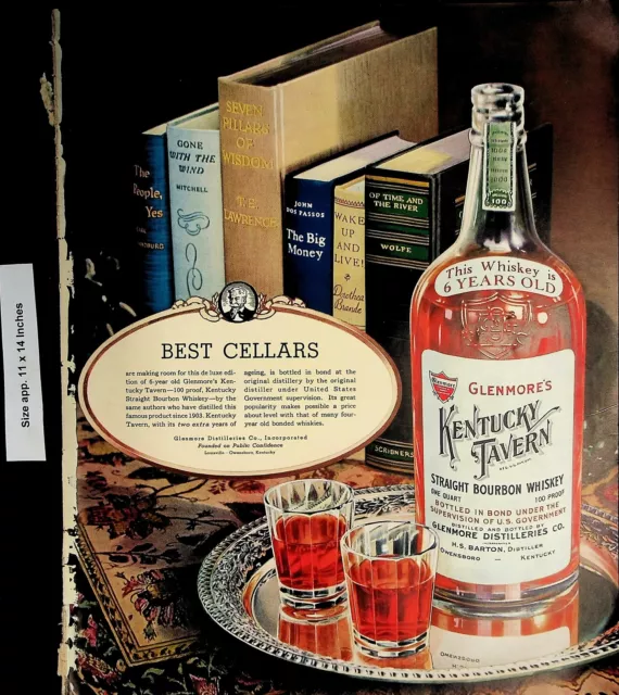 1937 Best Cellar Kentucky Tavern Bourbon Whisky Glenmore Vintage Print Ad 5911