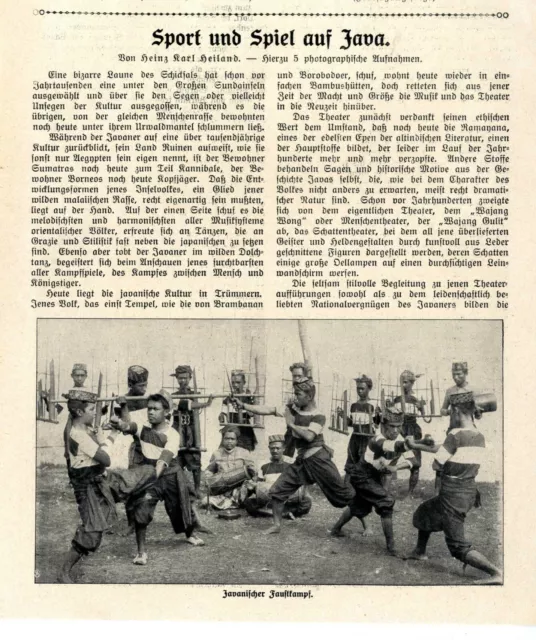 Heinz Karl Heiland sport e gioco su Giava Faust- Tigerkampf danza della spada del 1913