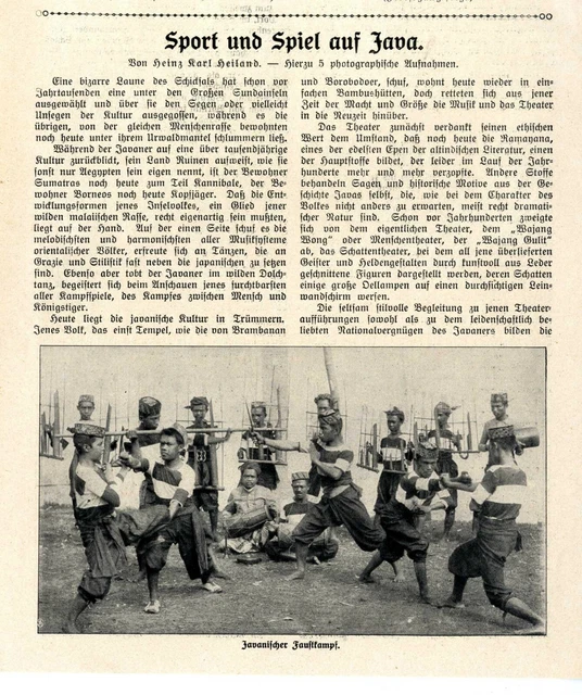 Heinz Karl Heiland sport e gioco su Giava Faust- Tigerkampf danza della spada del 1913