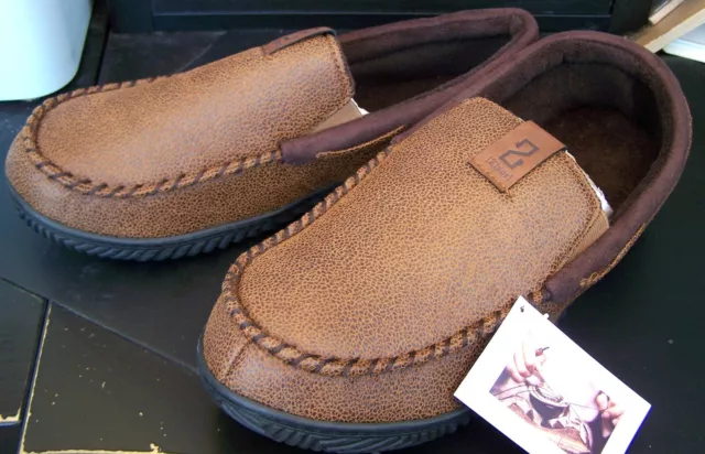 Pantofole mocassino in pelle scamosciata marrone Zizor, accogliente memory foam, suola antiscivolo taglia 11