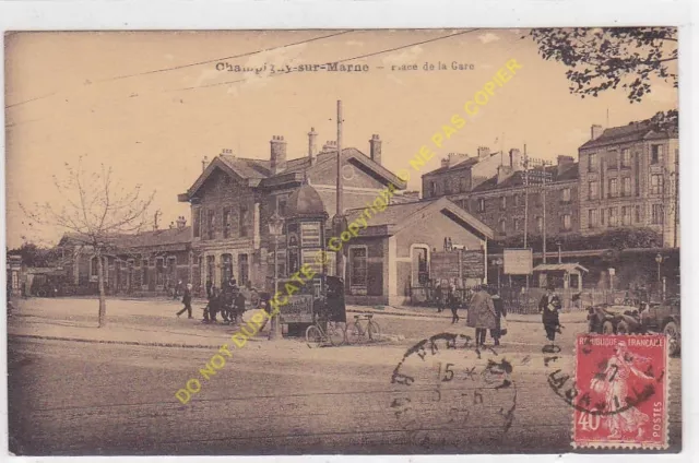 CPA 94500 CHAMPIGNY SUR MARNE Place de la Gare animation edit 1927