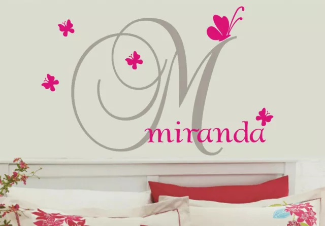 Custom Personalised Name Butterflies Wall Stickers Kids Nursery Vinyl Wall Decor