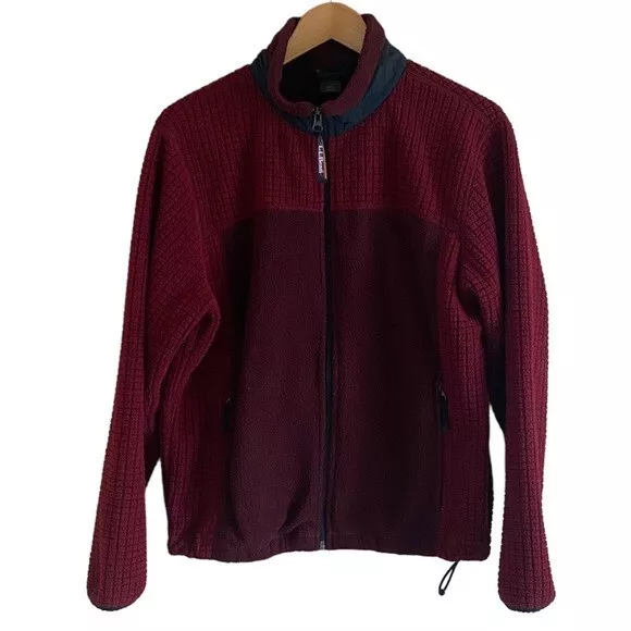L.L. Bean Vintage 90s Full Zip Sherpa Fleece Maroon Woman’s Medium Made In USA