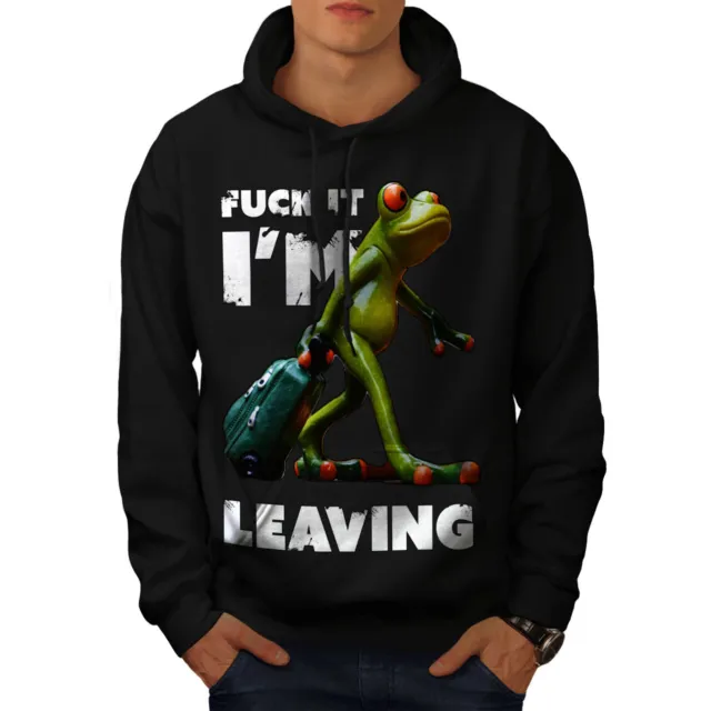 Wellcoda I'm Leaving Frog Mens Hoodie, Animal Casual Hooded Sweatshirt