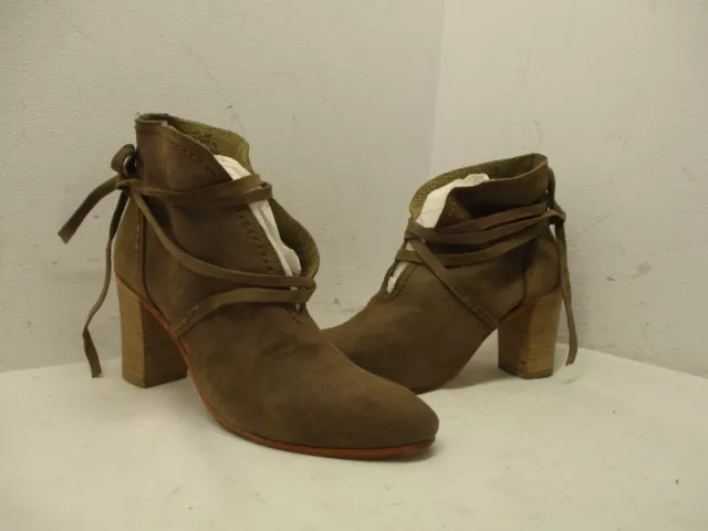 Free People Taupe Strappy Leather High Heel Ankle Boots Womens Size 39 EUR