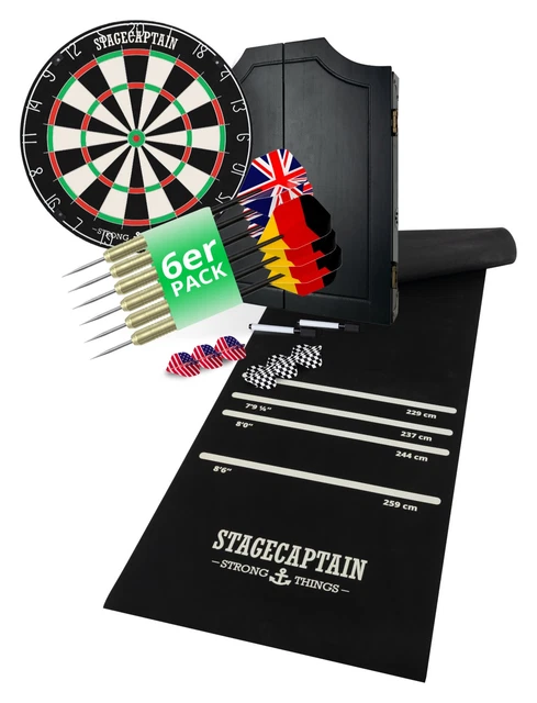 Set De Fléchettes Professionnel Steeldart Avec Cible Blade 6, 2 Jeux De Fléchettes, Catchring, Tapis