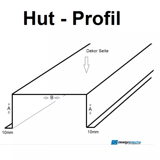 200 cm Hut Profil Blende Abdeckung Kantblech Kanal Hohlprofil Verkleidung Metall