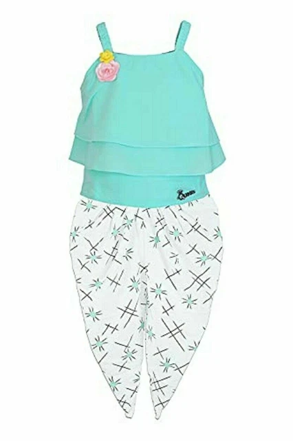 Indiano Western Moda Dhoti & Top Abito Colore Blu Per Bambine