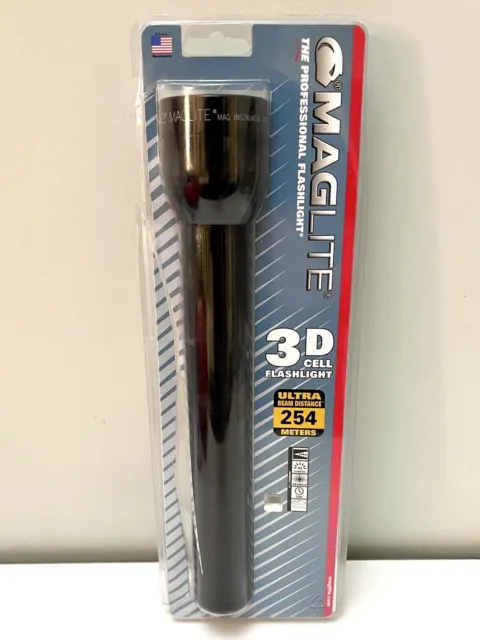 Maglite Heavy-Duty Incandescent 3-Cell D Flashlight, New Open Box, Black