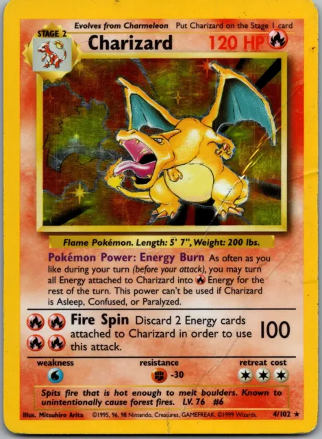 Pokemon Charizard Glurak 4/102 Holo Base Set Englisch