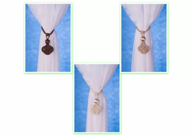 Pair of 2 Curtain Holdbacks Braided Rope Tie Backs net decoration