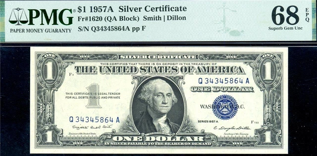 HGR FRIDAY 1957A $1 Silver Certificate (Mega TROPHY Grade) PMG SUPERB GEM 68EPQ