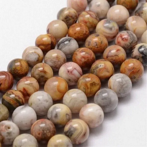 Fil de 47 perles ronde en pierre naturelle 8 mm fabrication bijoux AGATE CRAZY