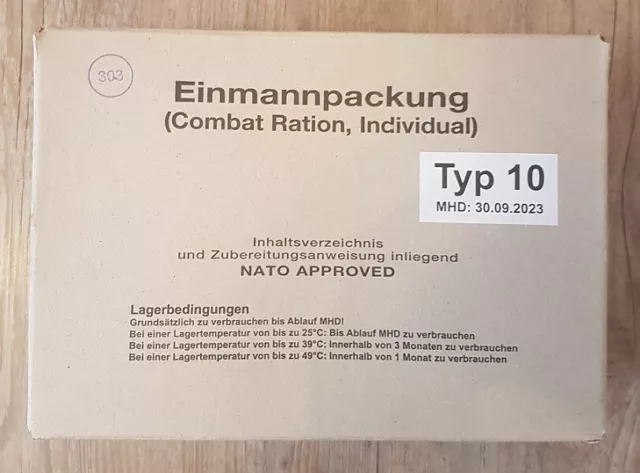 Neu Original Bw Bundeswehr Epa Menü 10 Mre Mhd 30.09.2023 Neueste Einmannpackung