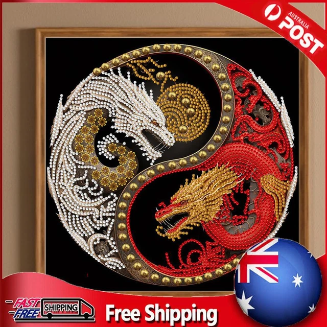 5D DIY Partial Special Shaped Drill Diamond Painting Kit Dragon Decor 30x30cm