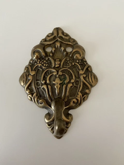 Brass Ornate Style Coat Hat Robe Tapestry Hook 4 7/8" Vintage EUC