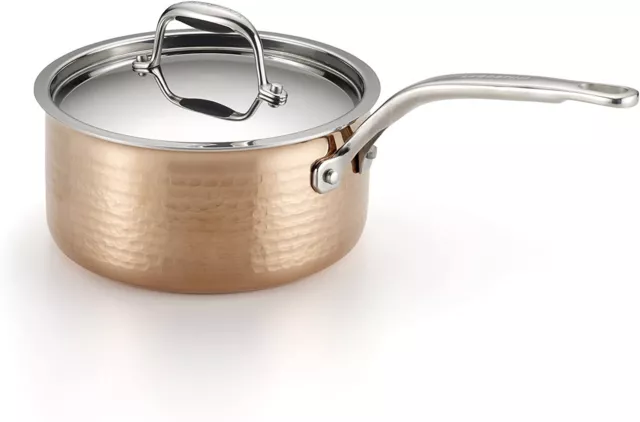 Lagostina Martellata Tri-ply Hammered Stainless Steel Copper 2-qt Sauce with Lid