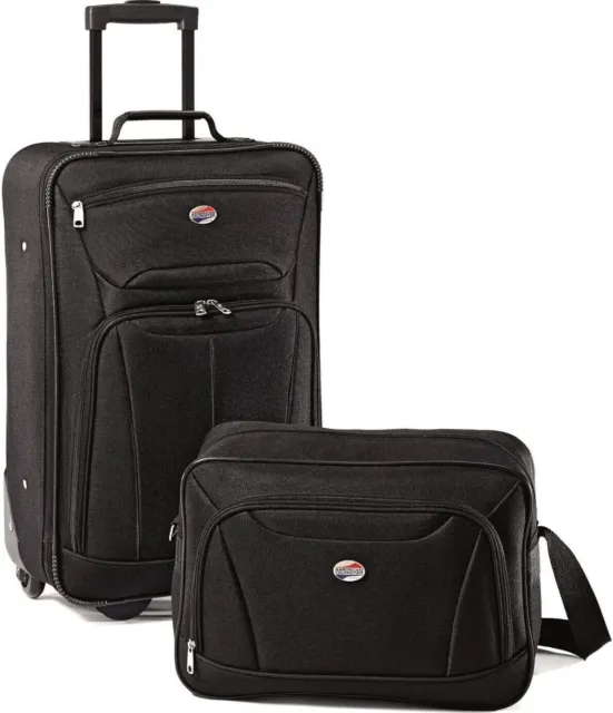 American Tourister 2 Piece Expandable Softside Luggage Set 21" Carry On Tote