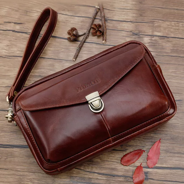 Real Leather Men's Bag, Large Capacity Clutch Wallet Envelope Bag Luxury Handbag